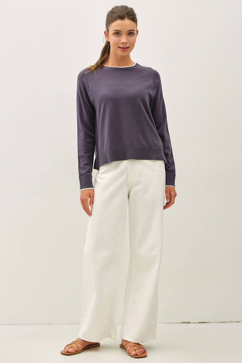 DOUBLE LAYERED RAGLAN SWEATER