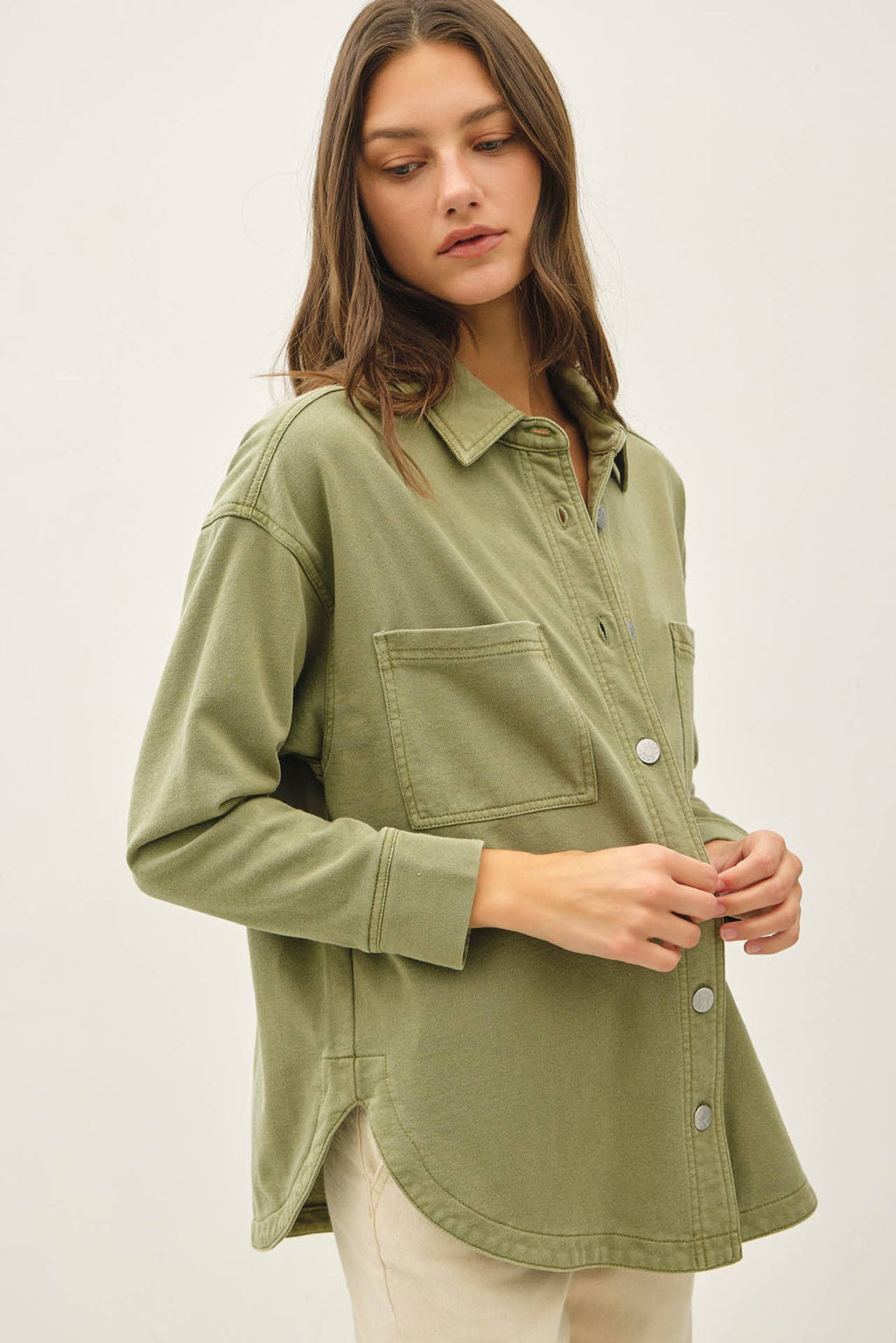 Be Cool - [NEW SHADED]GARMENT-DYE COTTON FLEECE OVERSIZED SHACKET