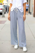 Drawstring Pinstripe Pants