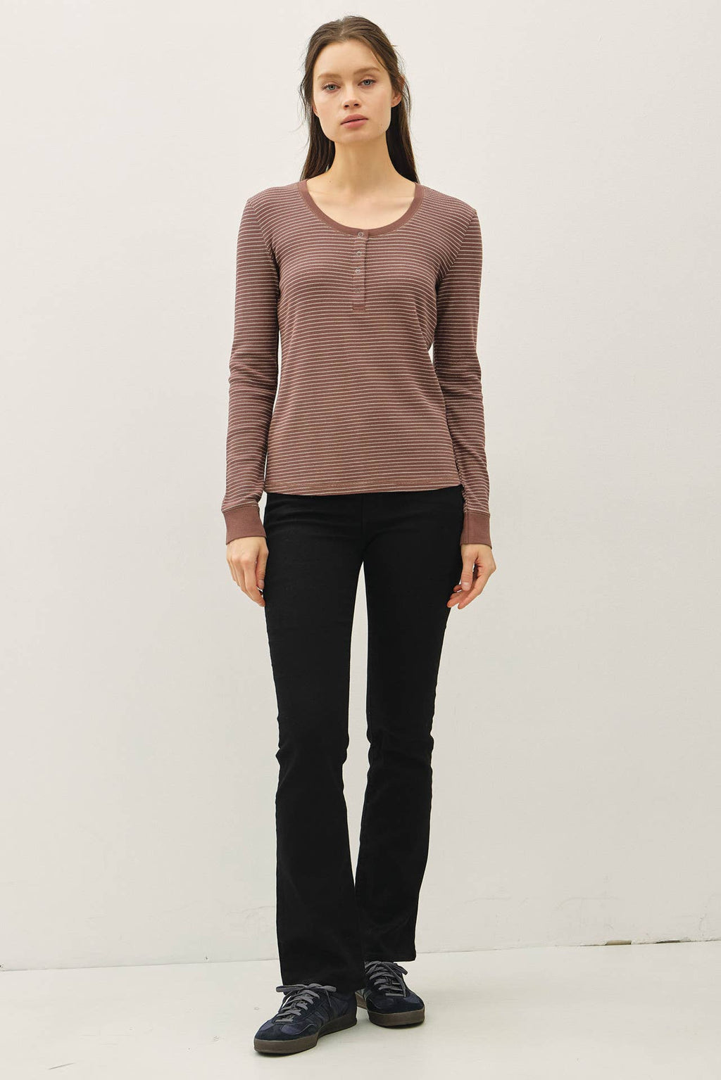 Be Cool - STITCHED THERMAL HENLEY NECK TOP