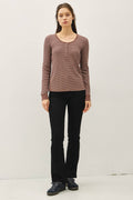 STITCHED THERMAL HENLEY NECK TOP