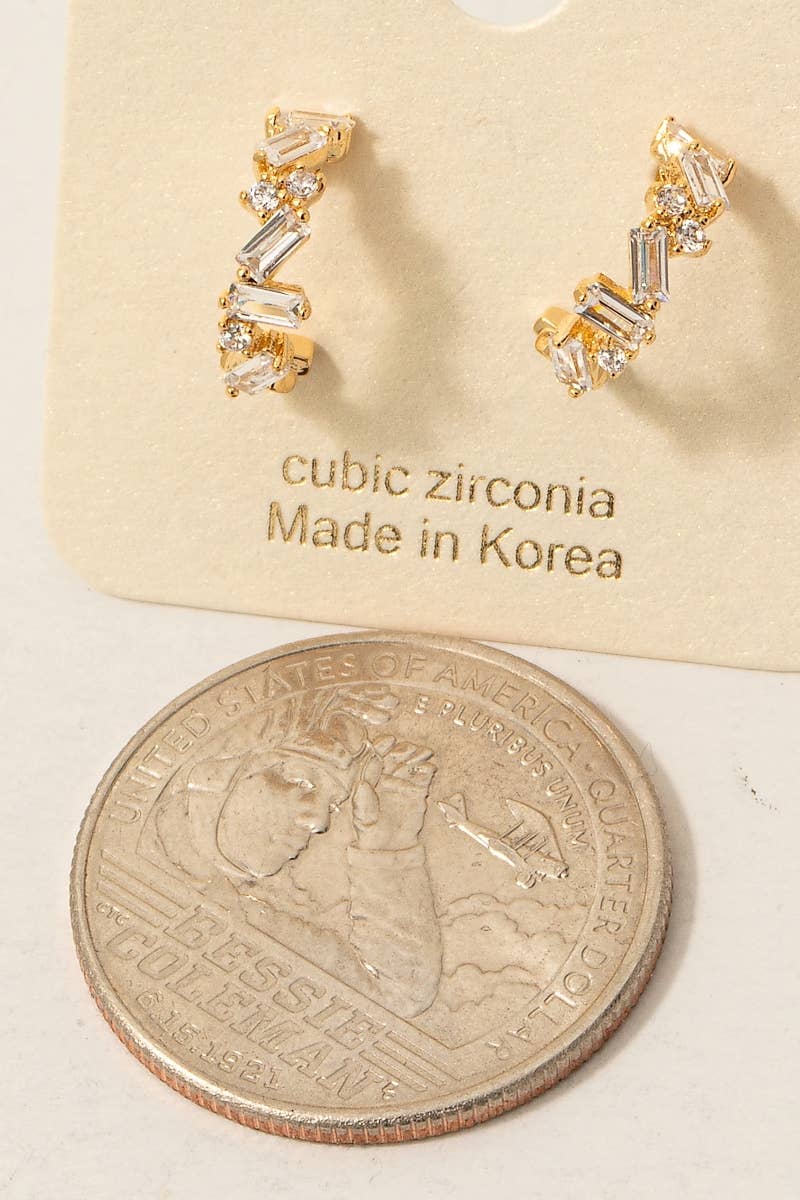 Mixed Cz Studs Mini Hoop Earrings
