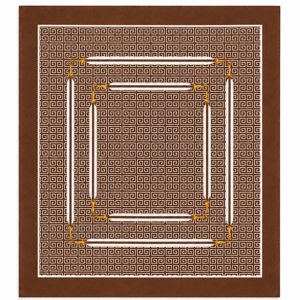 Geometric Silk Satin Shawl Scarf | 40SC733