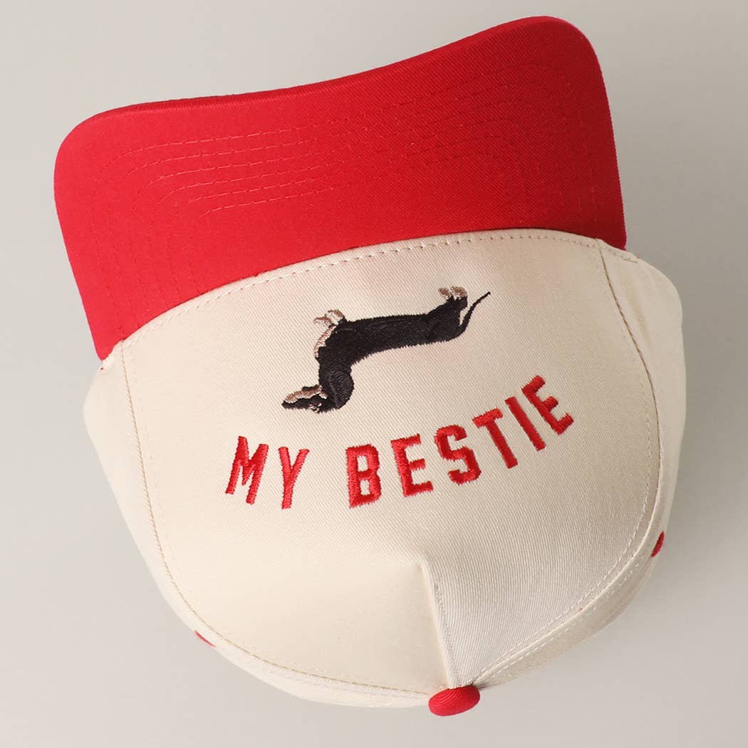 Fashion City - MY BESTIE Dachshund Embroidery Two-Tone Trucker Hat