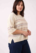 Be Cool - [PLUS] OVER SIZED DROP SHOULDER STRIPED SWEATER