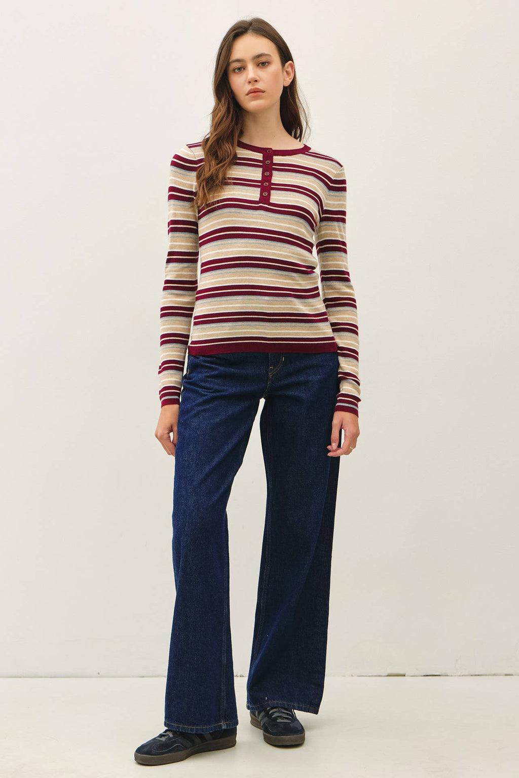 STRIPED HENLEY SWEATER
