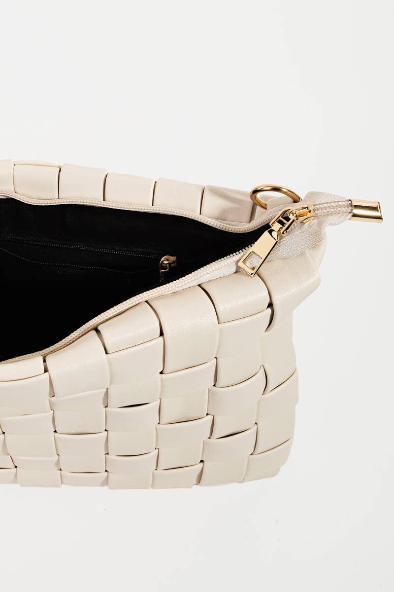 Leather Basket Weave Hand Bag