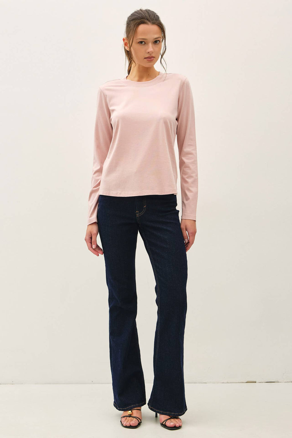 Be Cool - GARMENT WASHED COTTON LONG SLEEVE BASIC TOP