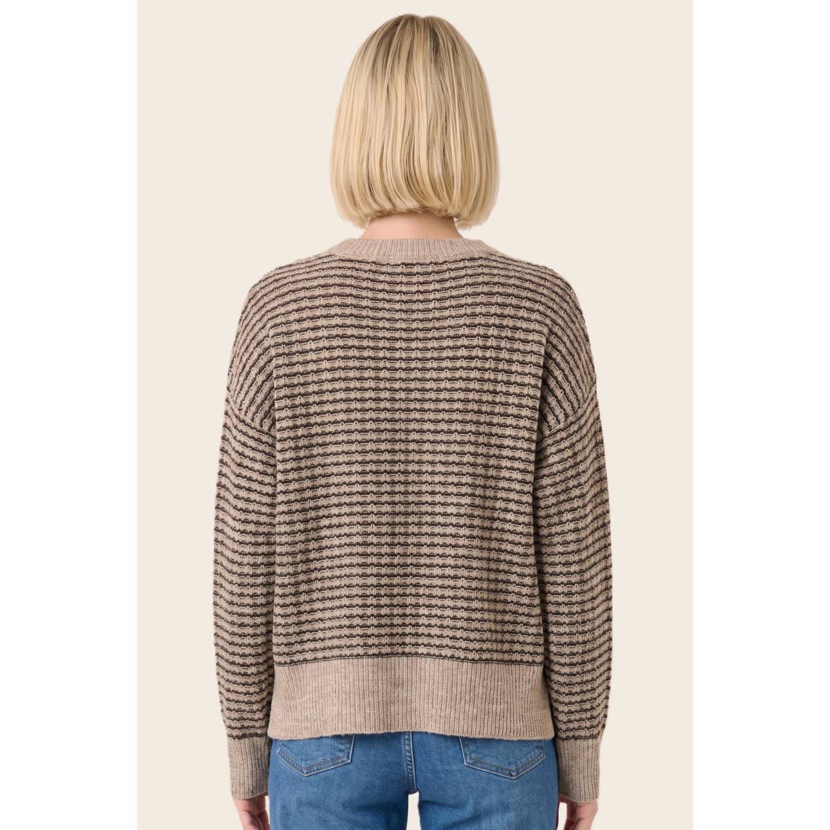 STACCATO - WAFFLE TEXTURE STRIPED SWEATER