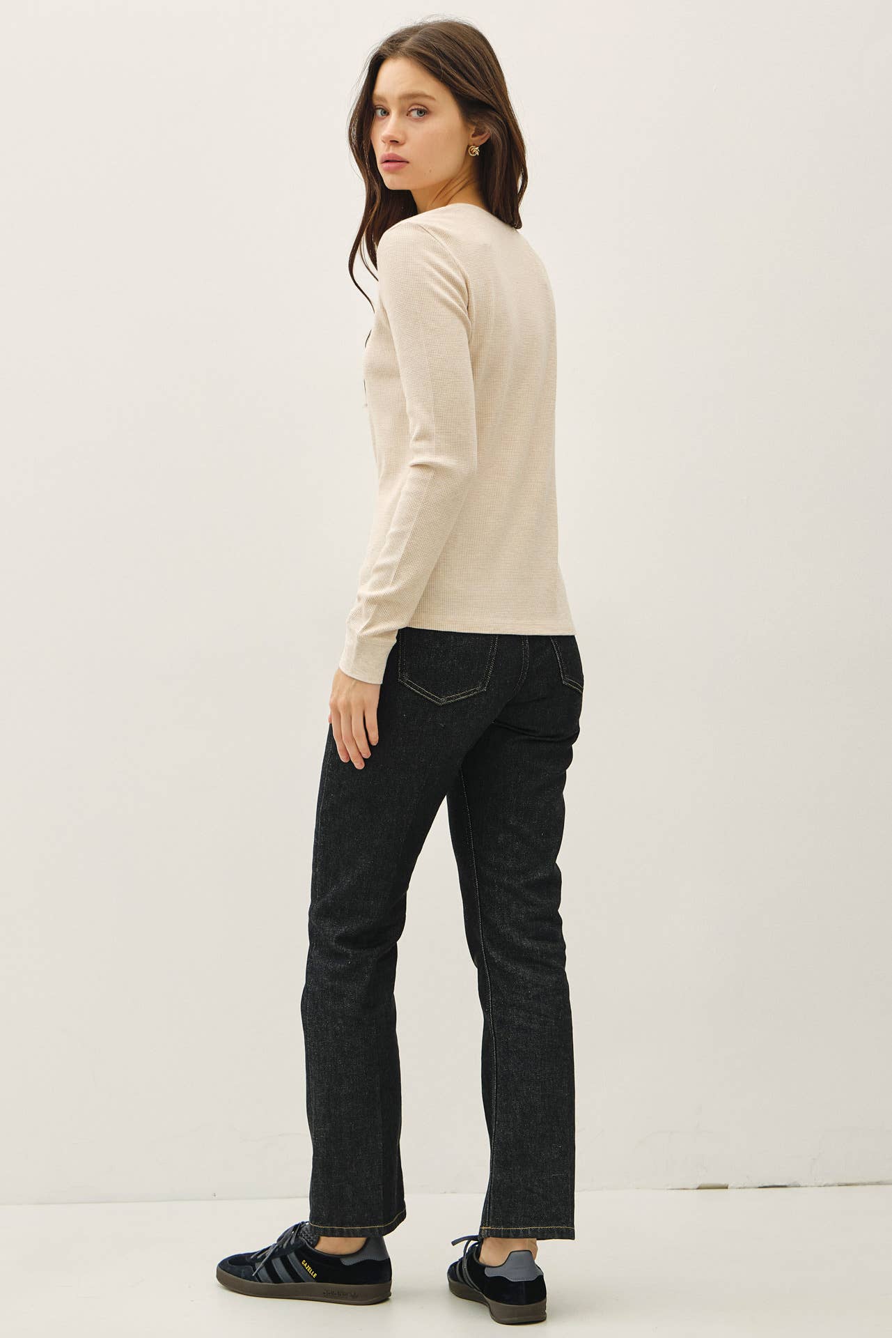 Be Cool - STITCHED THERMAL HENLEY NECK TOP