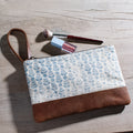 Blue Floral Canvas Zip Pouch