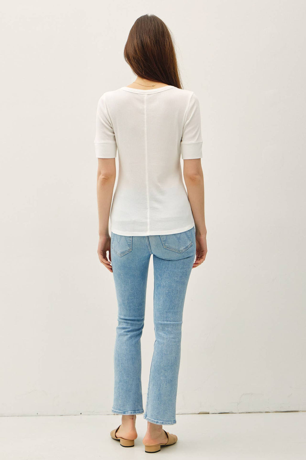 Be Cool - CLASSIC RIBBED COTTON SHORT SLEEVE HENLEY NECK TOP