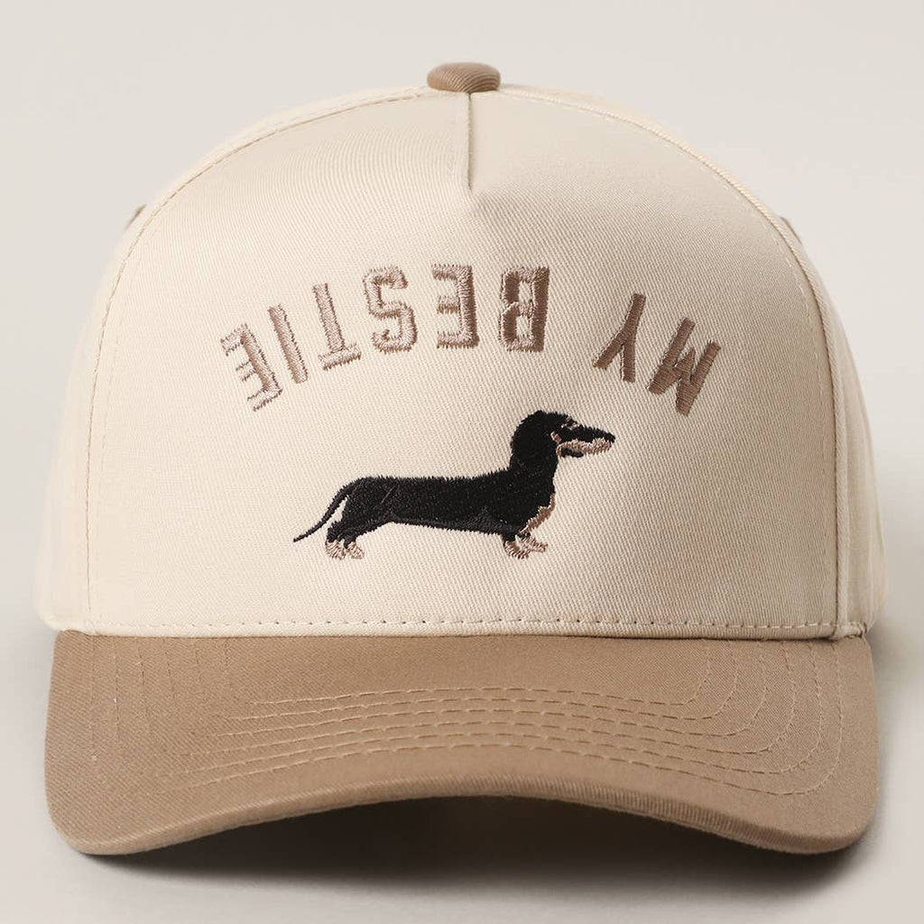 Fashion City - MY BESTIE Dachshund Embroidery Two-Tone Trucker Hat