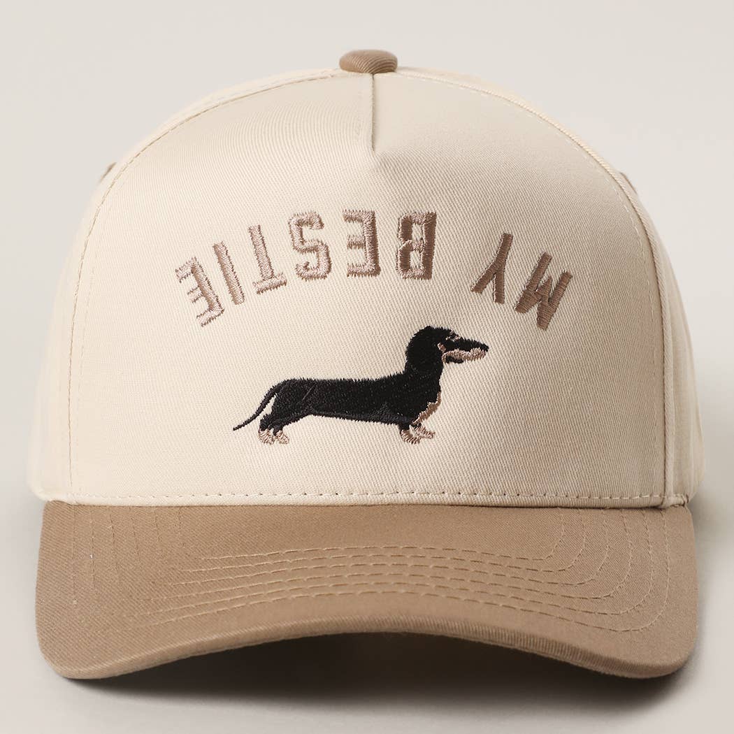 Fashion City - MY BESTIE Dachshund Embroidery Two-Tone Trucker Hat