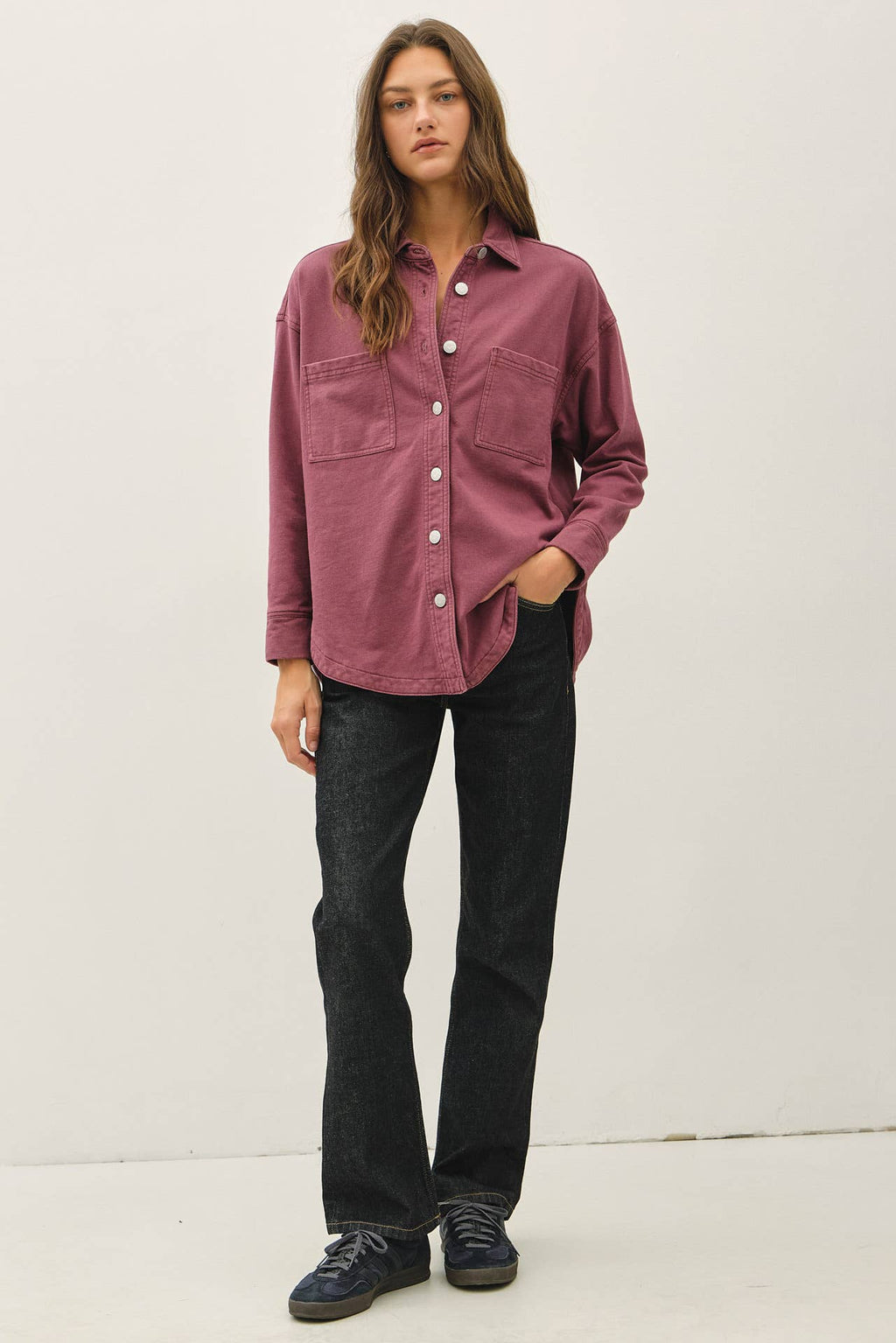 Be Cool - [NEW SHADED]GARMENT-DYE COTTON FLEECE OVERSIZED SHACKET