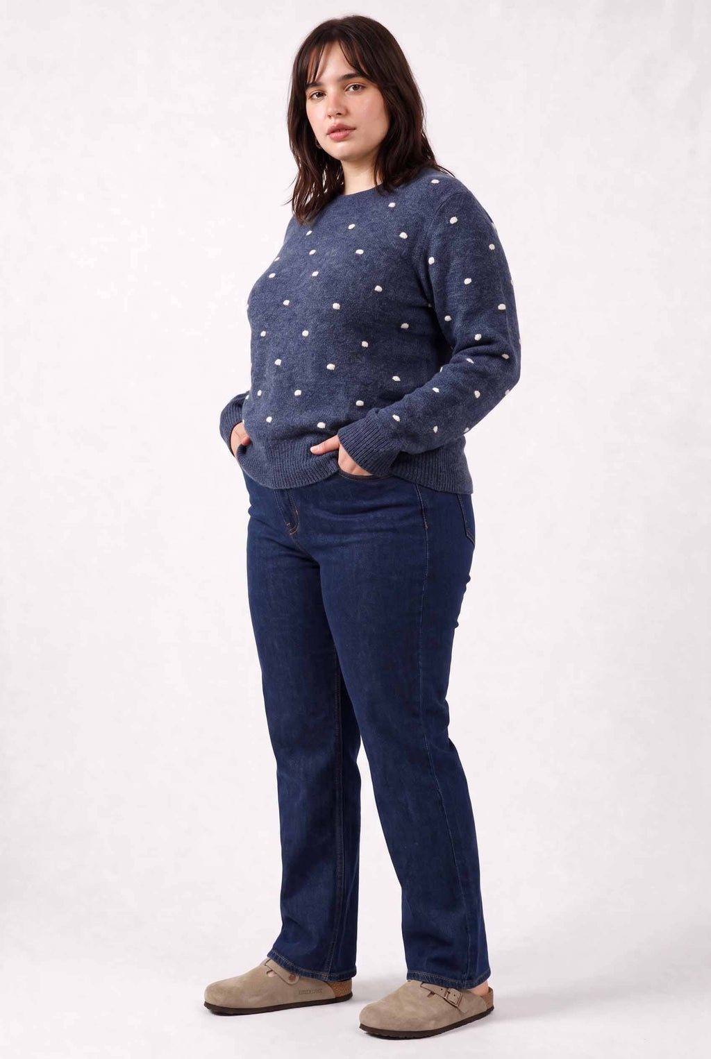 Be Cool - [PLUS] COZY DOTTED KNIT CREWNECK SWEATER