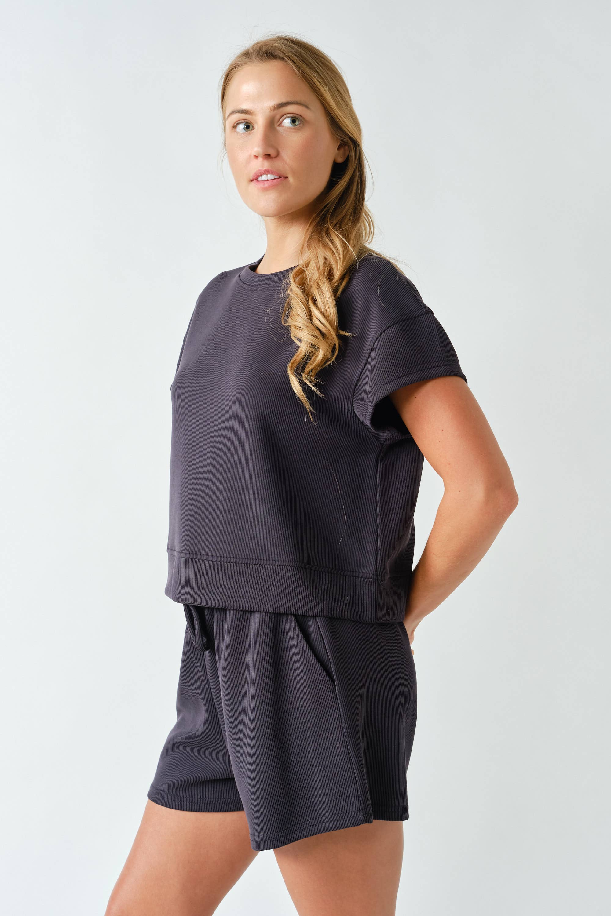Mono B - Luxe Sand Wash Rib Classic Tee Set