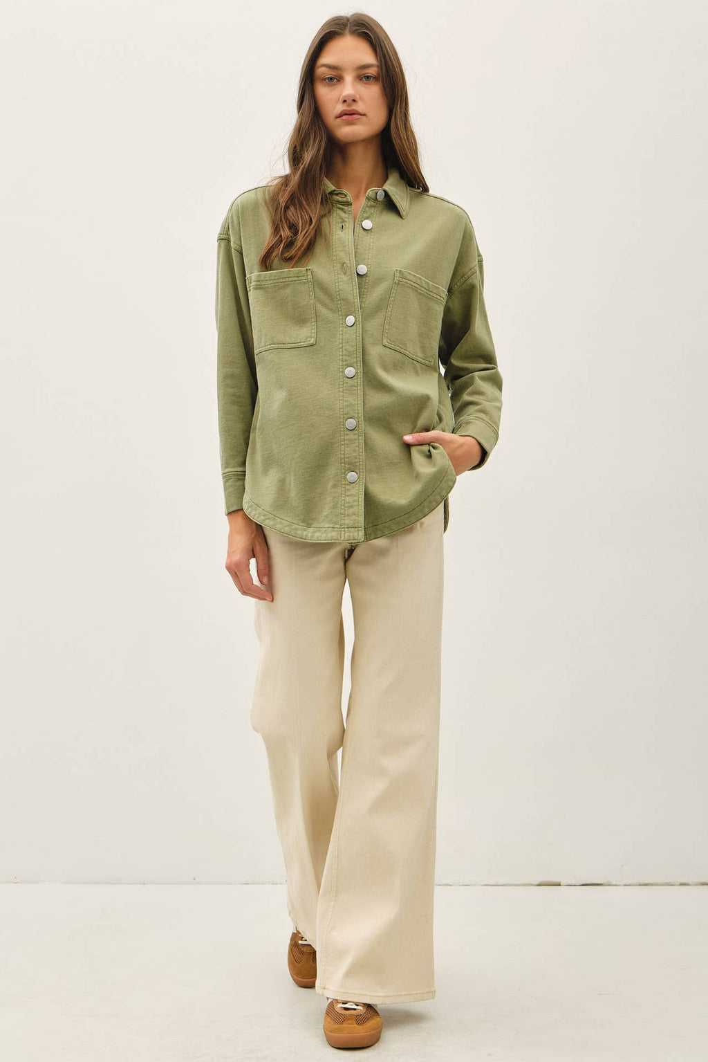 Be Cool - [NEW SHADED]GARMENT-DYE COTTON FLEECE OVERSIZED SHACKET