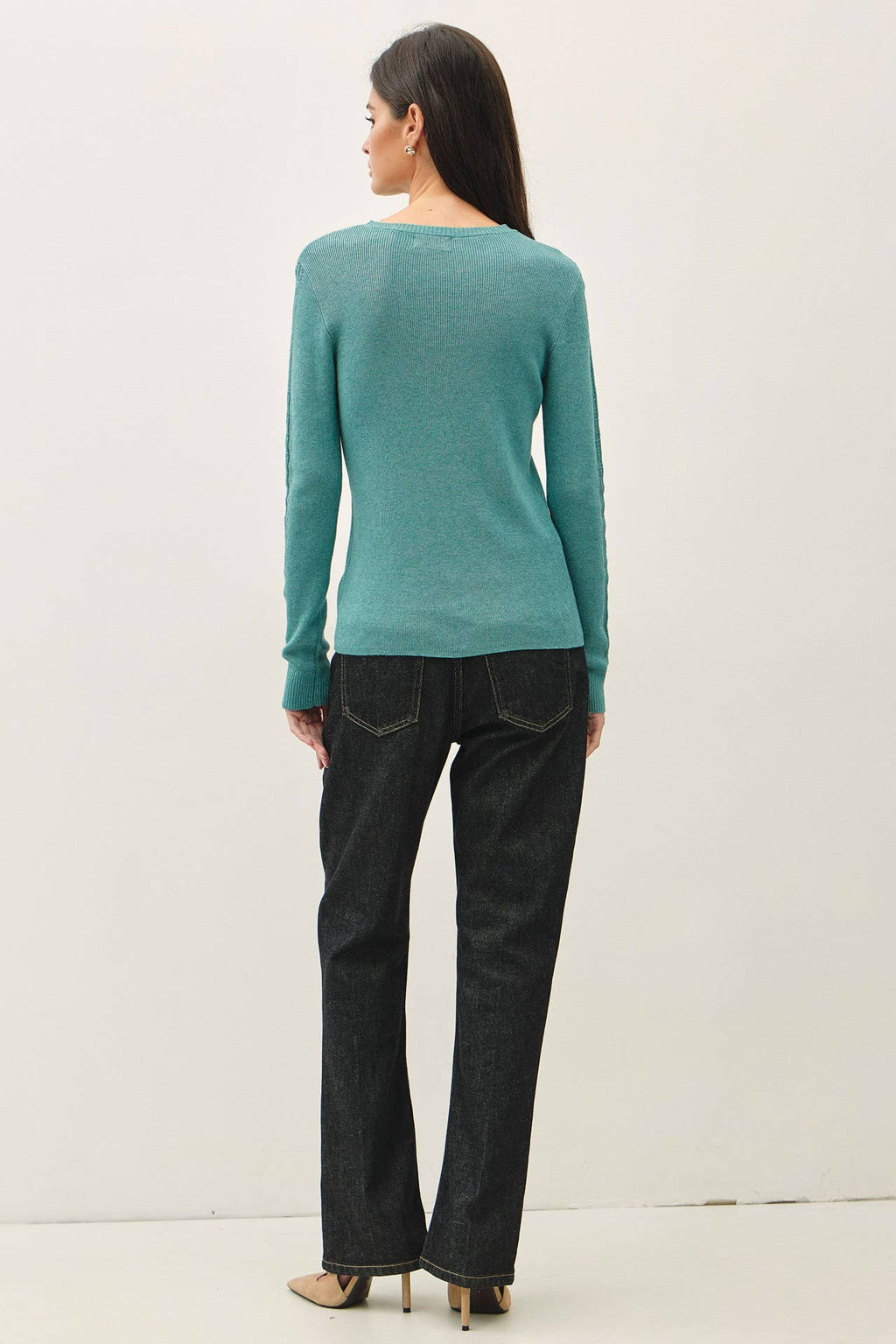 Be Cool - CROCHET SLEEVE POINTELLE FINE SWEATER