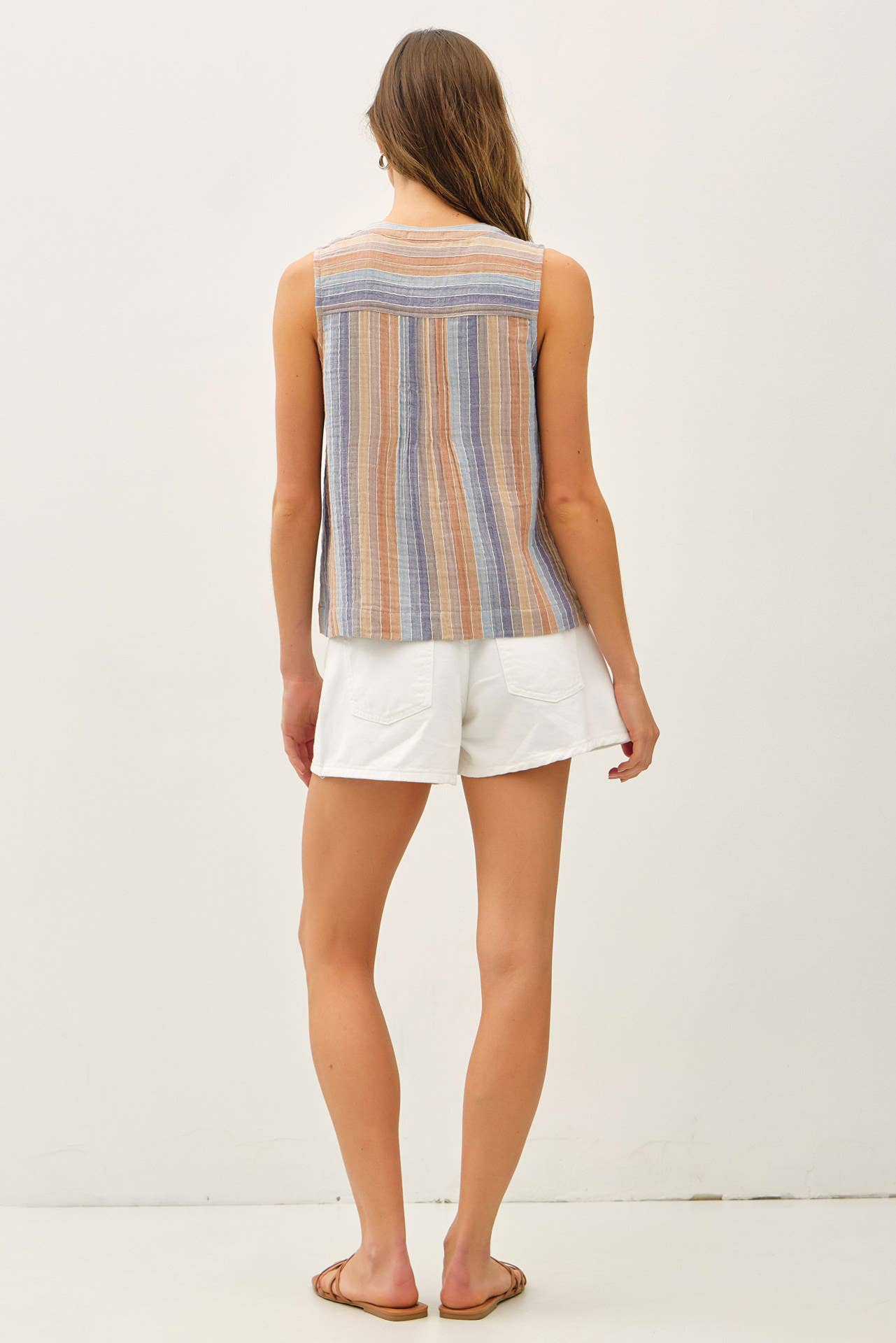 STRIPED GAUZE TOP