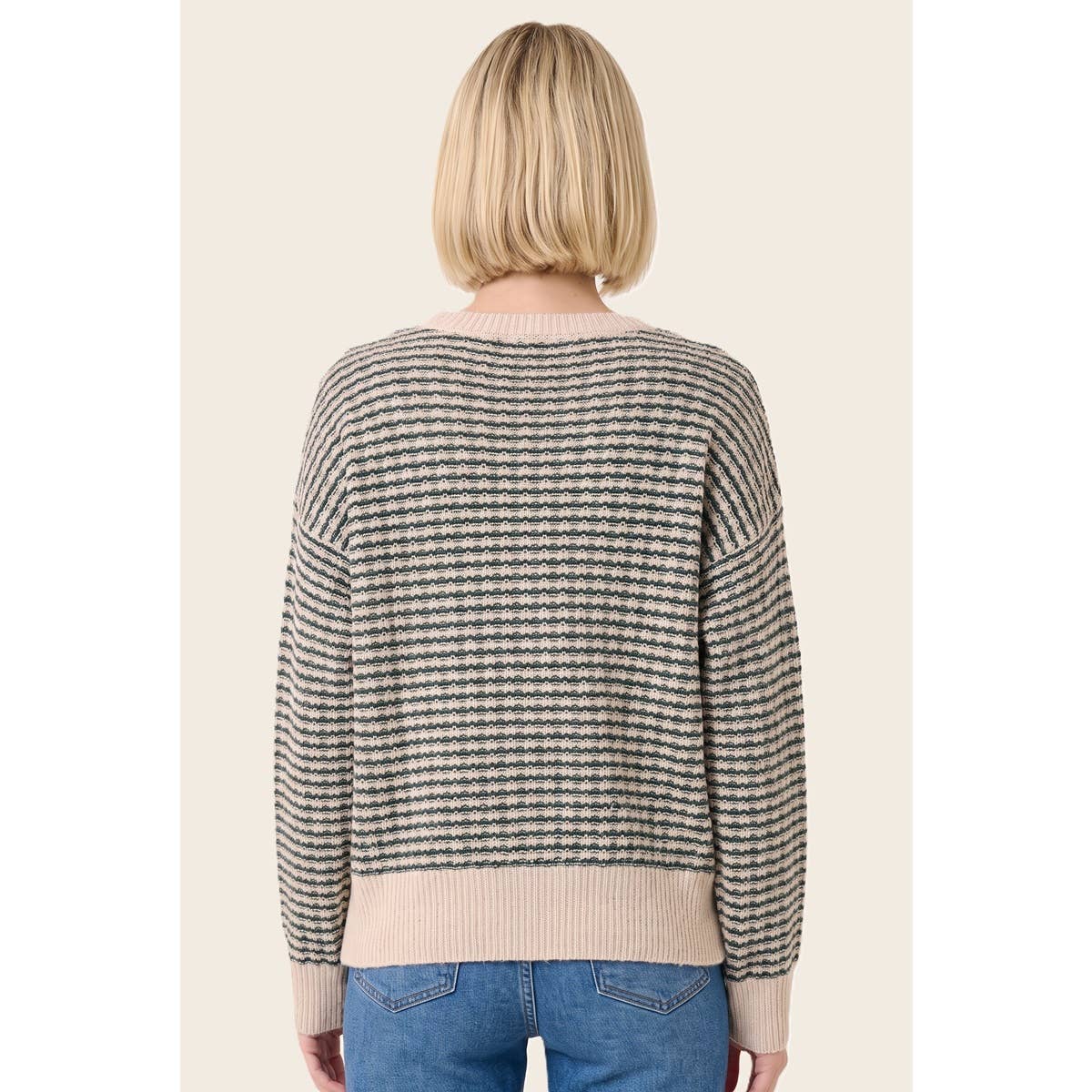 STACCATO - WAFFLE TEXTURE STRIPED SWEATER