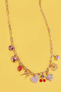 JOSSLYN by wall to wall - MULTI CHARM BOW CHERRY HEART NECKLACE | 80N1190