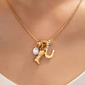 Western Boot Horseshoe Pearl Charm Necklace
