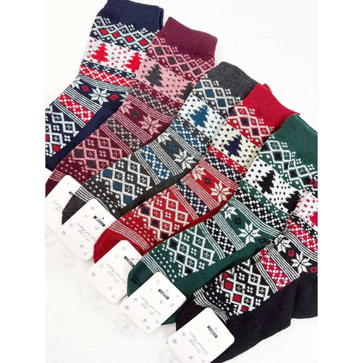 Love and Repeat - SnowFlake and Tree Print Cozy Cabin Socks