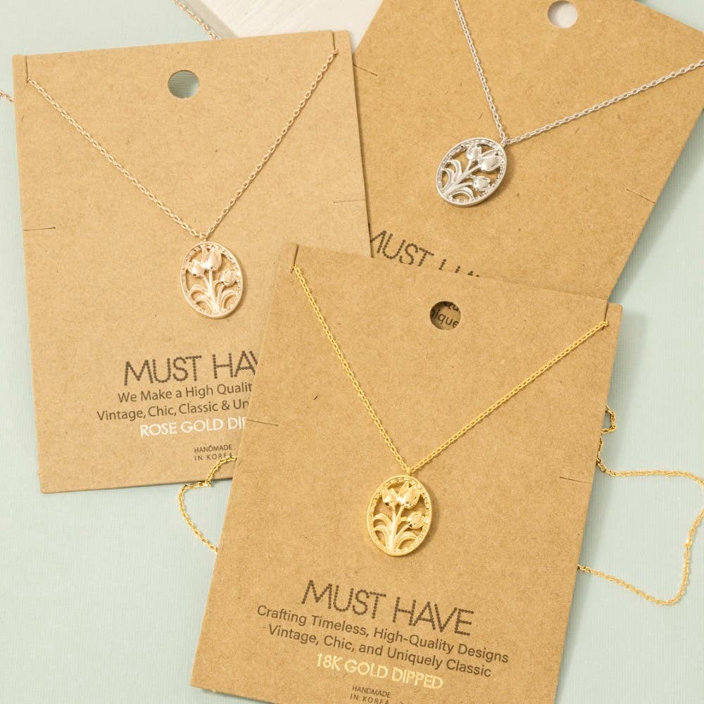 Tulip Coin Pendant Necklace
