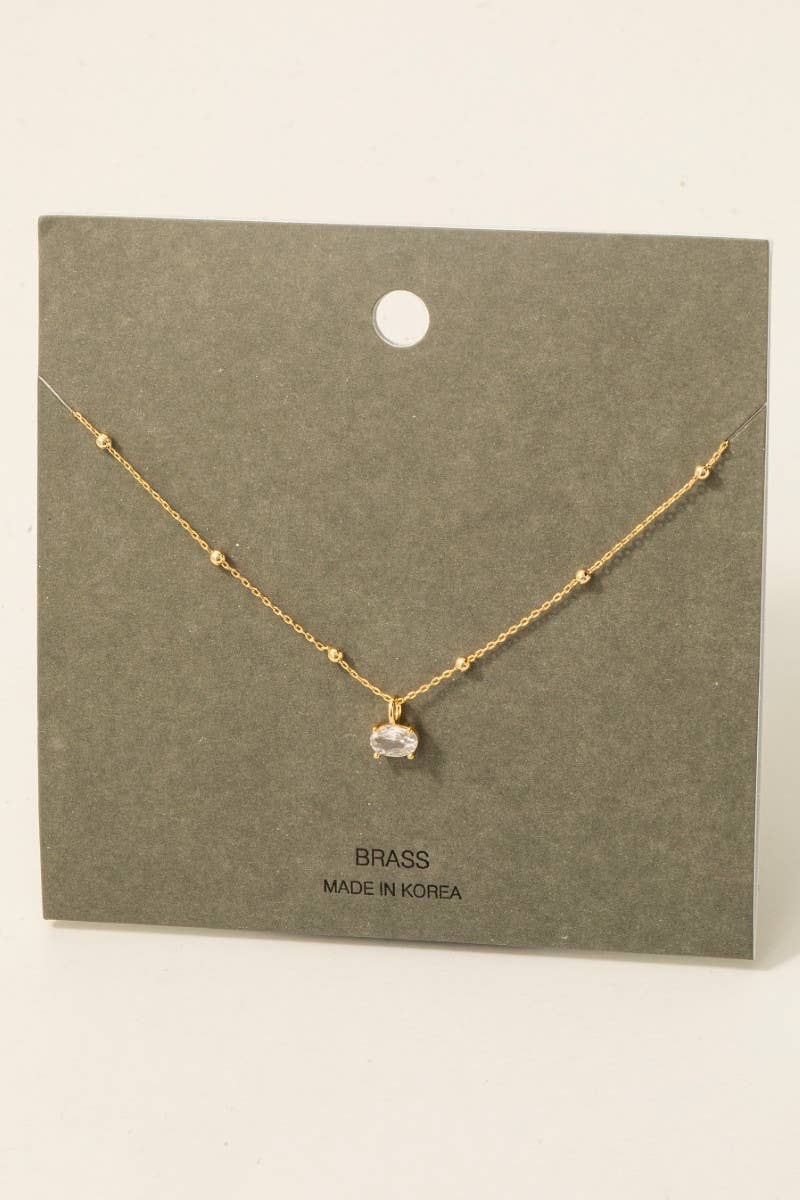 Oval Gem Pendant Necklace