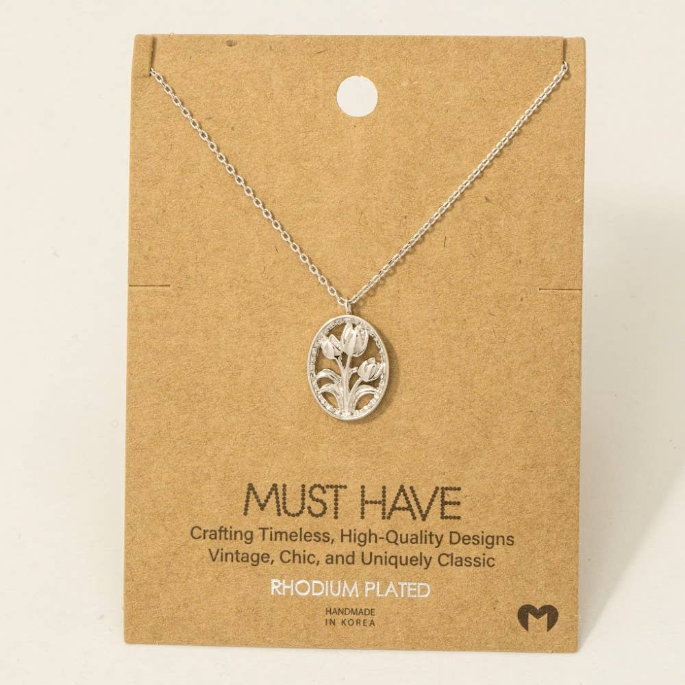 Tulip Coin Pendant Necklace