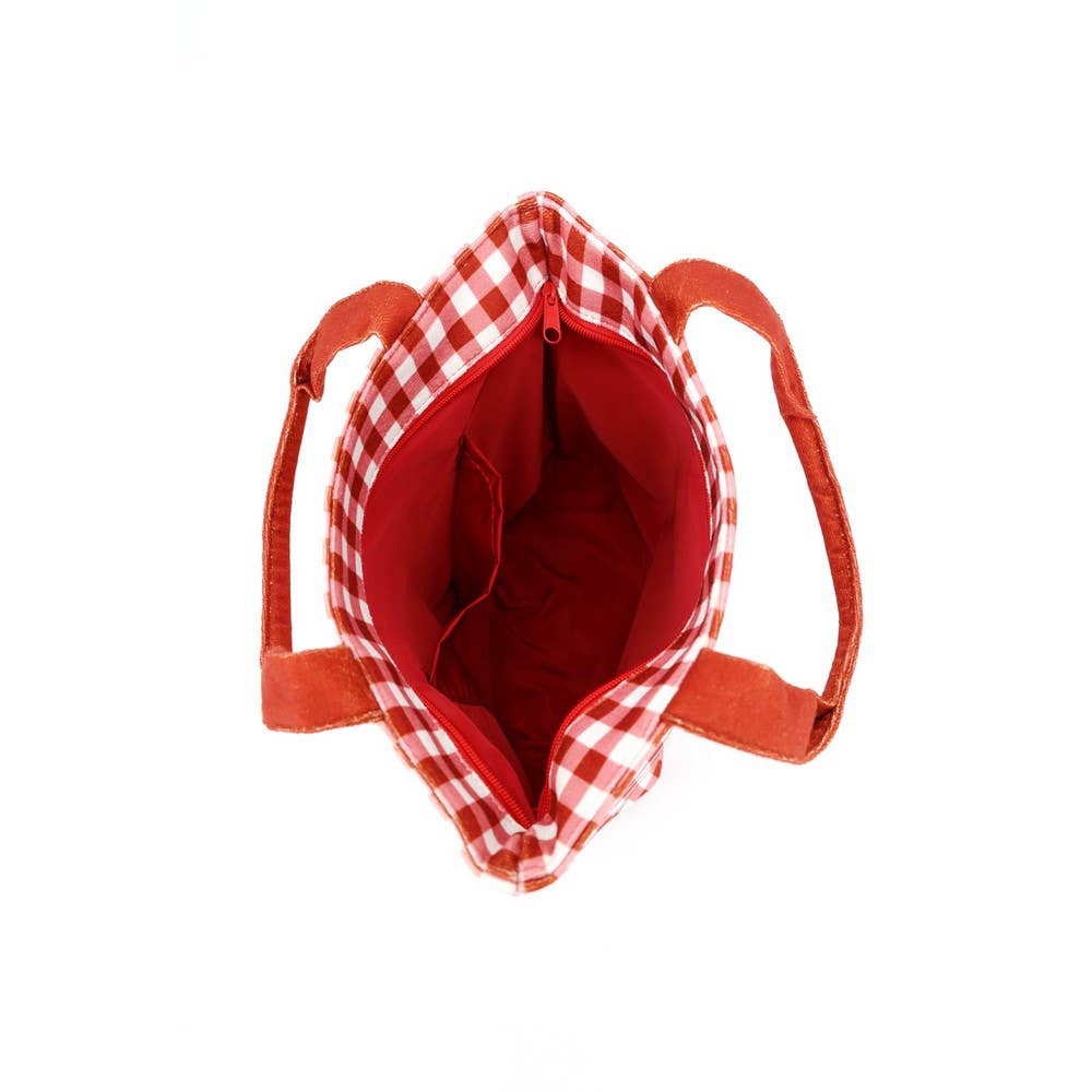 Three Nutcracker Gingham Tote Bag