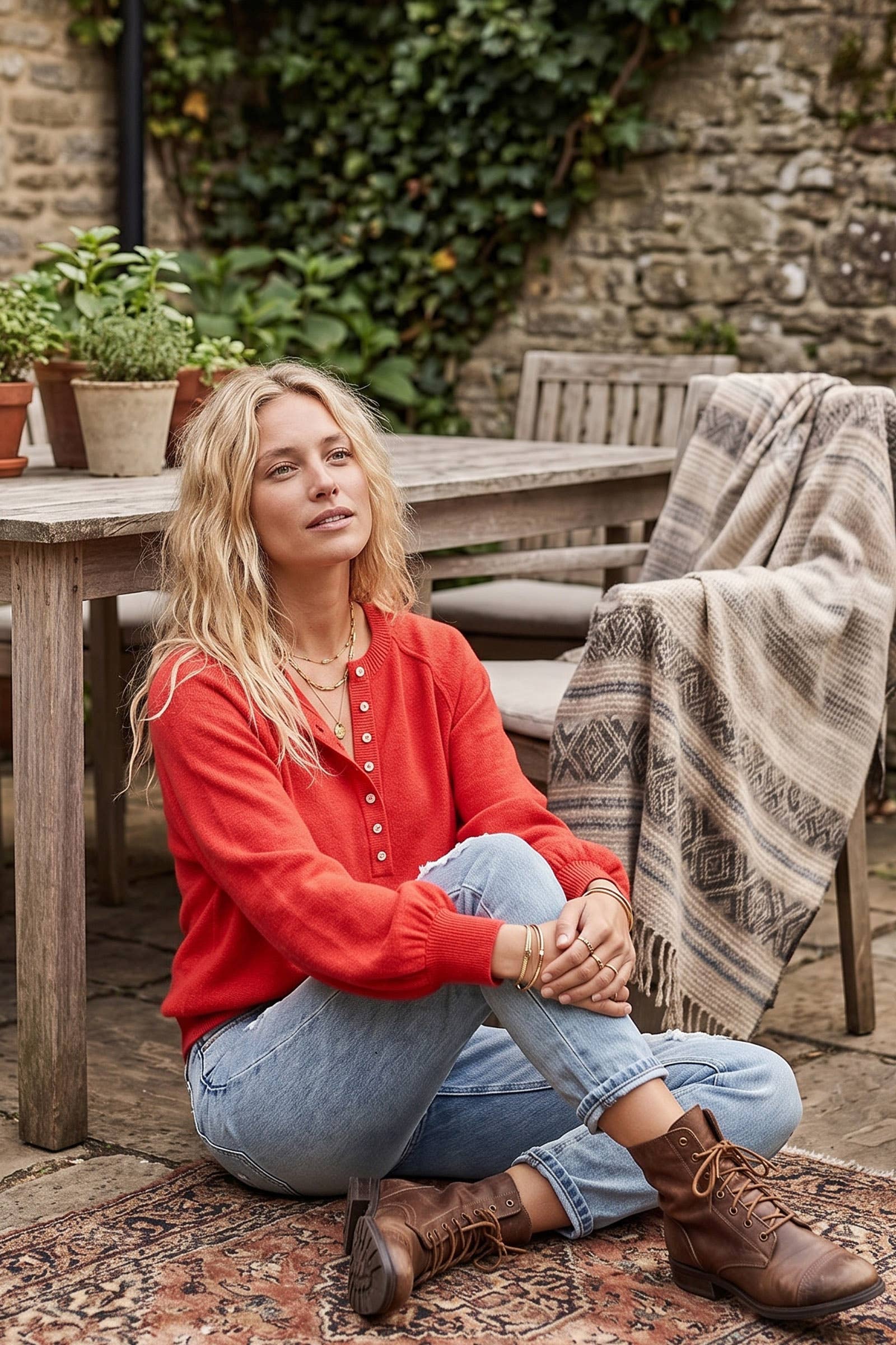 Sewn and Seen - Henley Balloon Sleeve Sweater Top