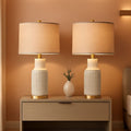ShipItFurniture - 25-Inch White Washed Ceramic Contemporary Table Lamps