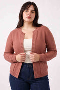 Be Cool - [PLUS] OPEN CARDIGAN WITH RIBBED EDGES