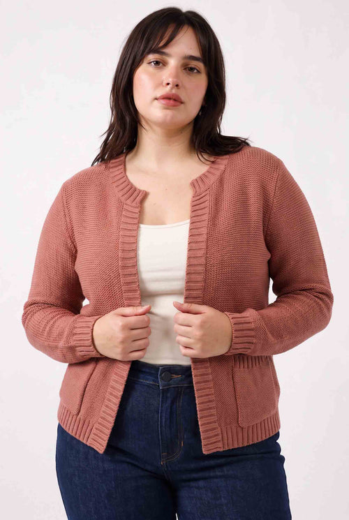 Be Cool - [PLUS] OPEN CARDIGAN WITH RIBBED EDGES