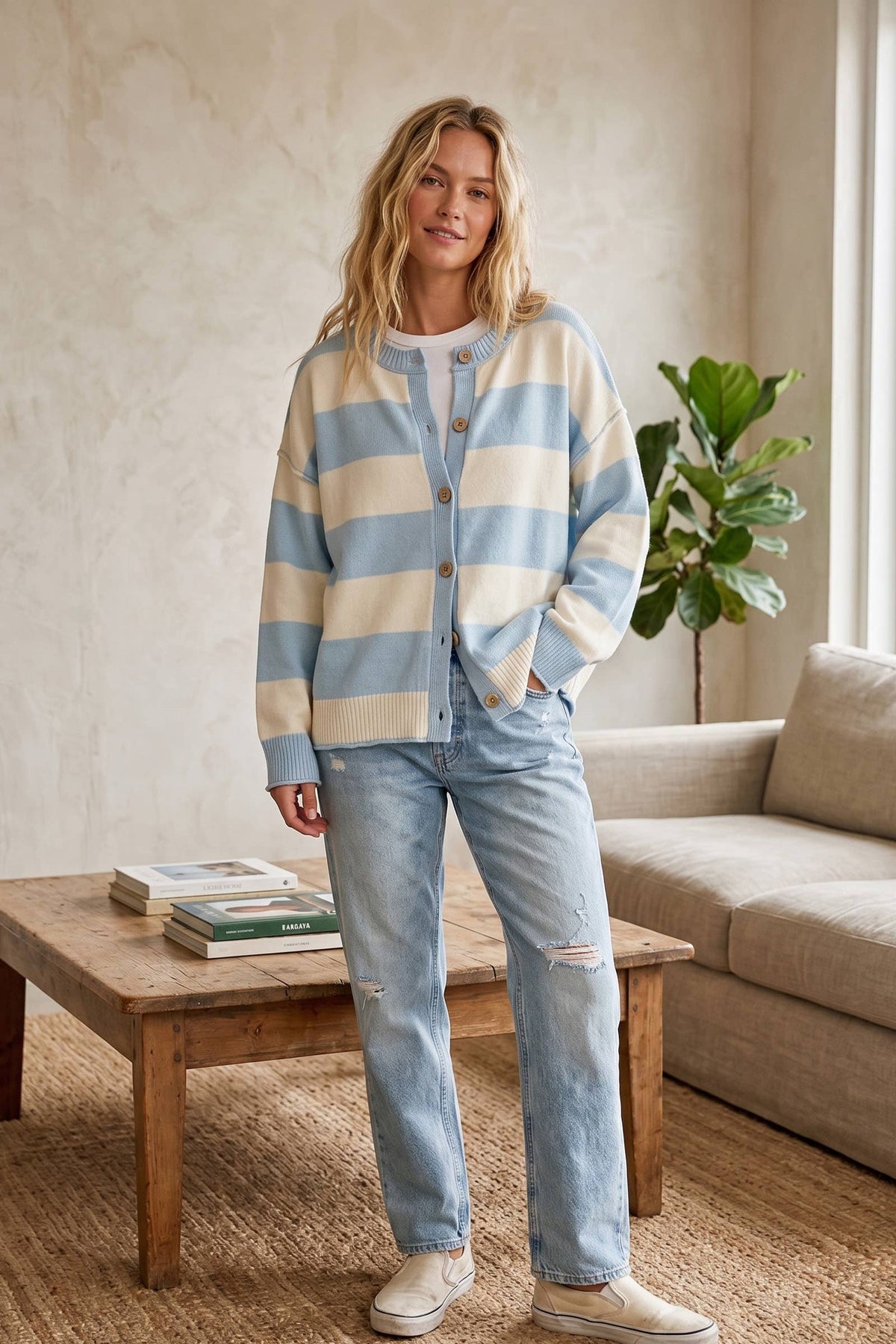 Oversized Stripe Cardigan