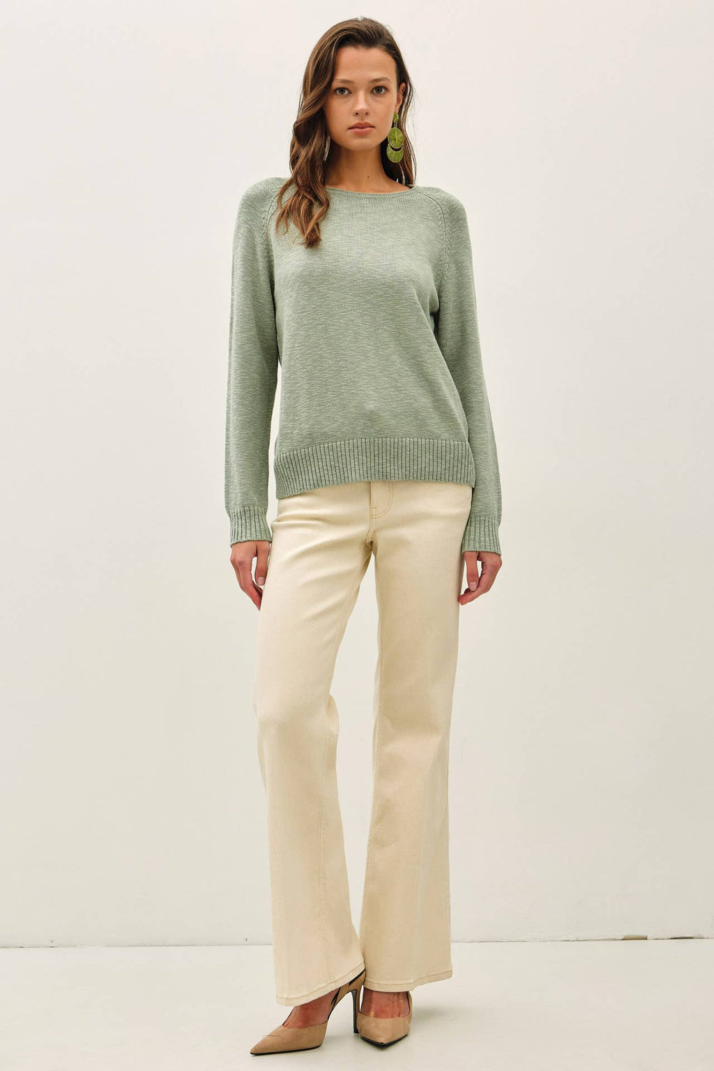 Be Cool - [NEW SHADE]RAGLAN SLEEVE SLUB PULLOVER SWEATER