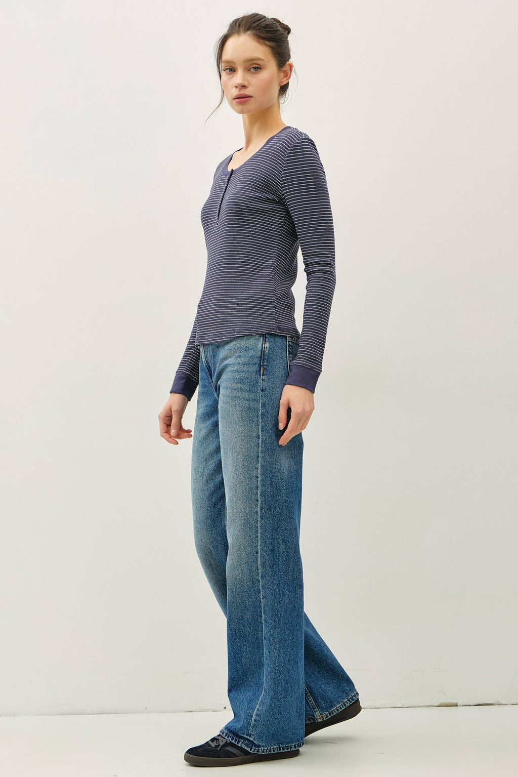 Be Cool - STITCHED THERMAL HENLEY NECK TOP