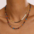 NATURAL STONE  STAINLESS STEEL LAYERED NECKLACE