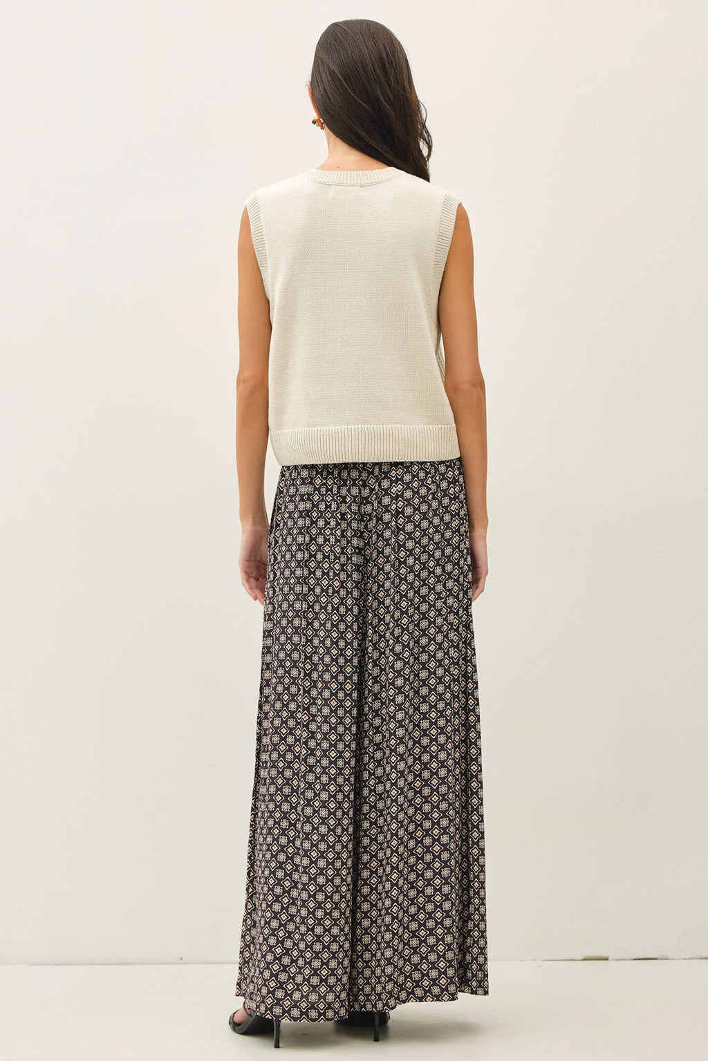 PRINTED WIDE LEG PANTS