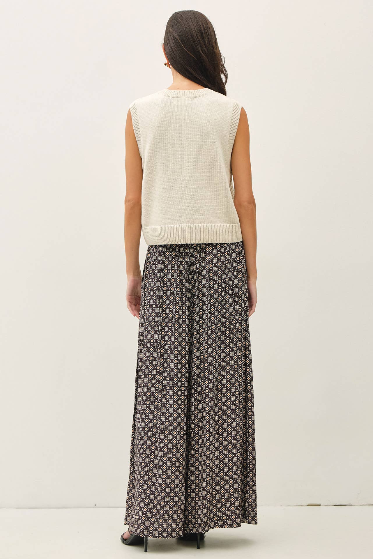 PRINTED WIDE LEG PANTS