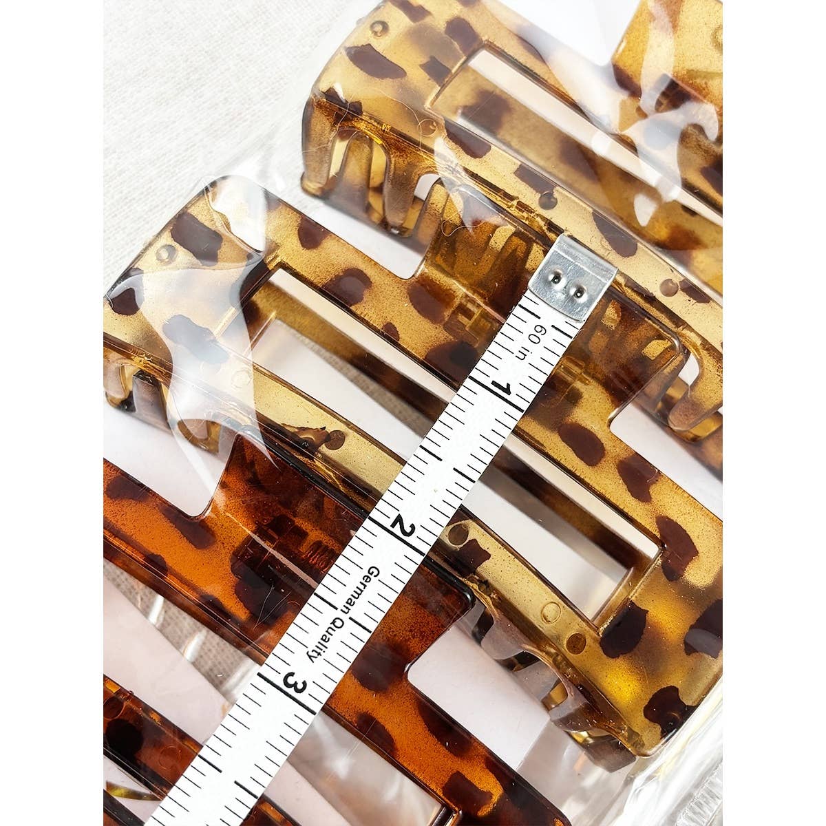 Love and Repeat - Leopard Mixed Pattern Rectangle Cut out Hair Claw