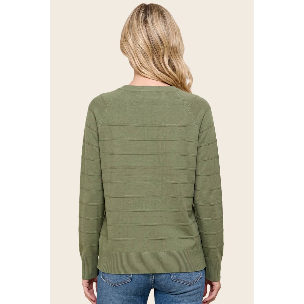 STACCATO - TEXTURE STRIPED HALF BUTTON SWEATER