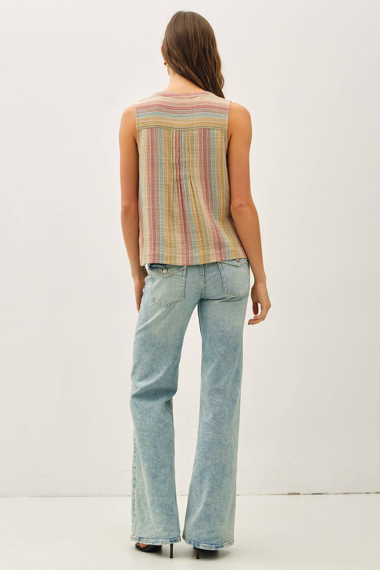 STRIPED GAUZE TOP