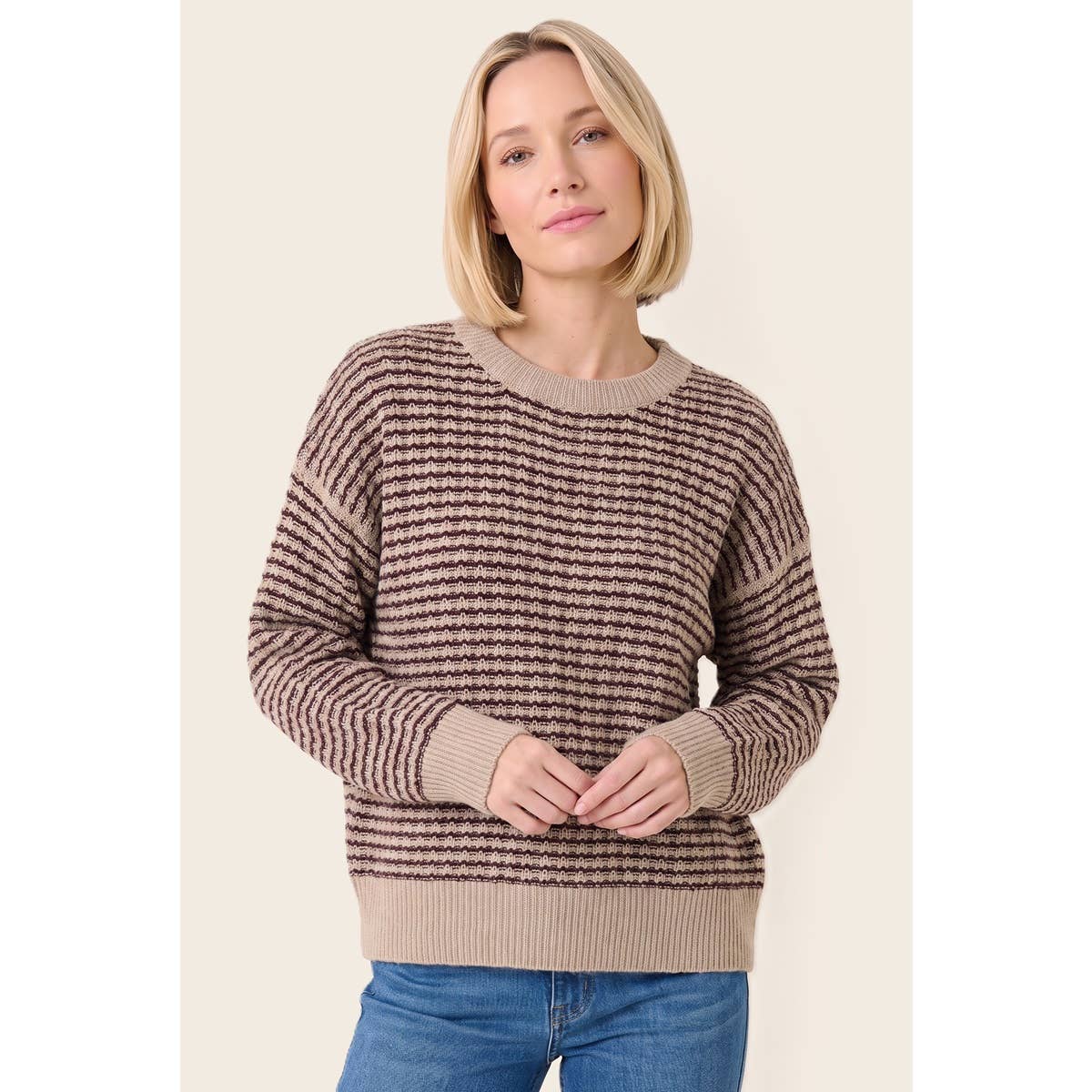 STACCATO - WAFFLE TEXTURE STRIPED SWEATER