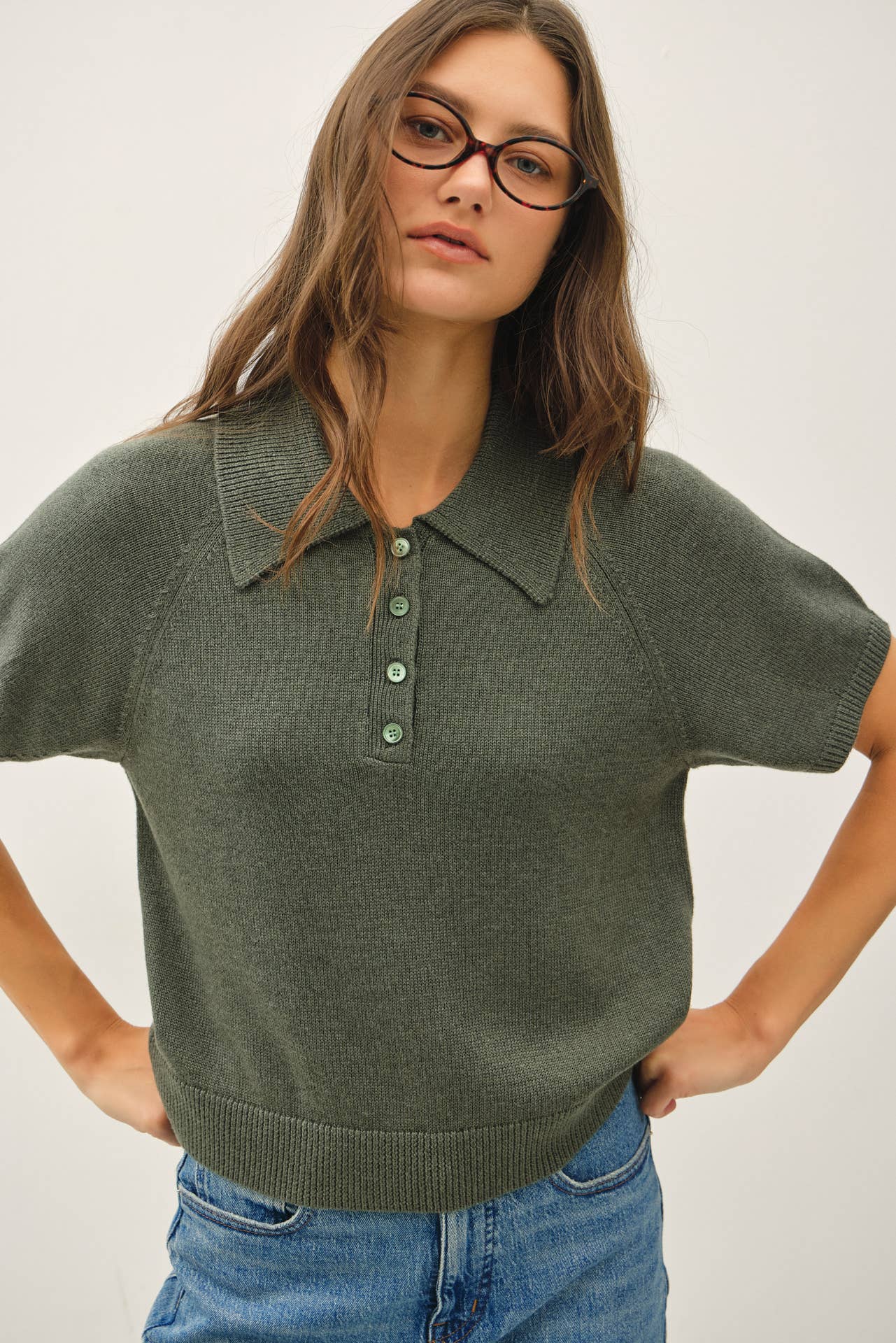 RAGLAN POLO SWEATER