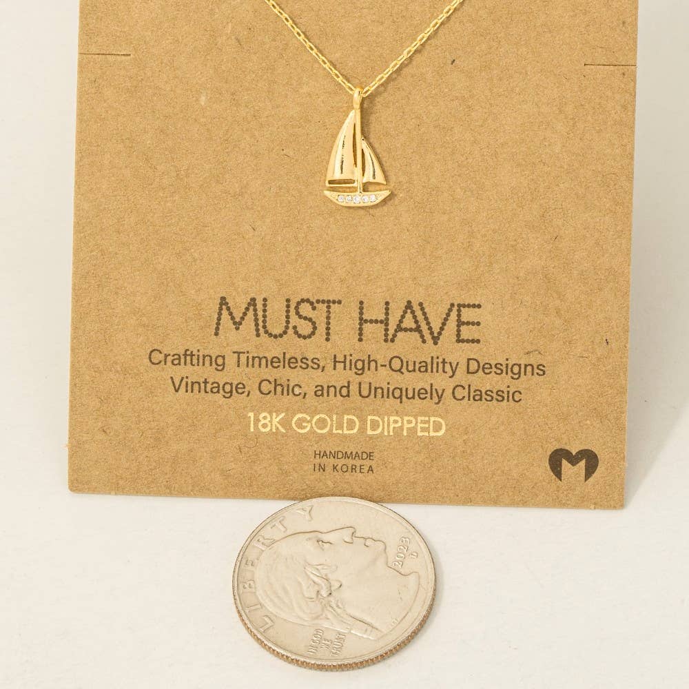 Gold Dipped Sailboat Pendant Necklace