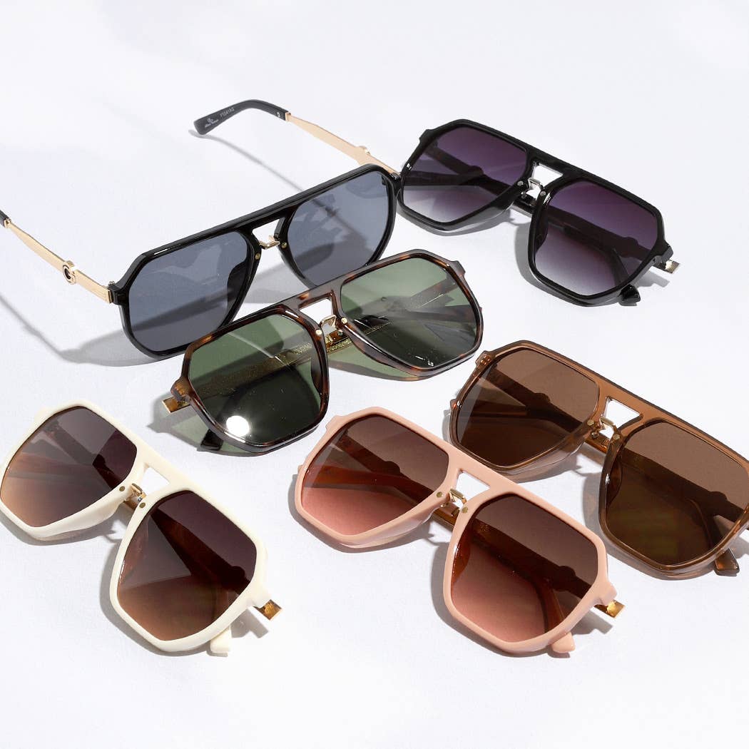 Fashion City - Geometric Shape Thin Frame Designed Sunglasses