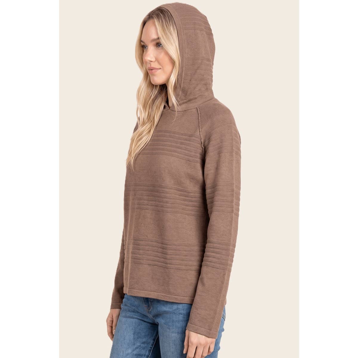 STACCATO - TEXTURE STRIPED HOODIE SWEATER